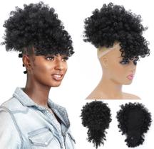 Aplique Rabo de Cavalo Afro Puff Encaracolado Com Franja Aplique Rabo de Cavalo Afro Puff Encaracolado Com Franja