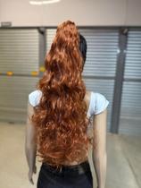 Aplique rabo de cavalo cacheado afro premium biovegetal 70cm preto castanho escuro