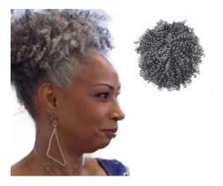 Aplique rabo de cavalo grisalho afro puff feminino - ESPECIALLITÉ HAIR