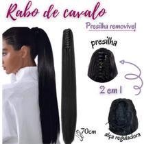 Aplique Rabo De Cavalo Liso Preto Fibra Orgânica 70cm - Weng Aplique Rabo De Cavalo Liso Preto Fibra Orgânica 70cm - Weng