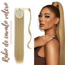 Aplique Rabo De Cavalo Loiro Alto Colante Fibra Orgânica 70cm - Weng Aplique Rabo De Cavalo Loiro Alto Colante Fibra Orgânica 70cm - Weng