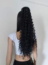 Aplique, rabo de cavalo, preto, cacheado, 50cm premium