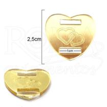 Aplique Tag Finalizador de Laços - 20 unidades - 2cm - Coração - Dourado -