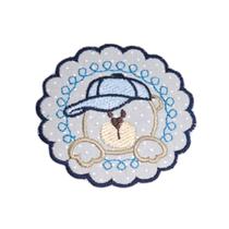 Aplique termocolante urso de chapéu 7 cm unidade Aplique termocolante urso de chapéu 7 cm unidade