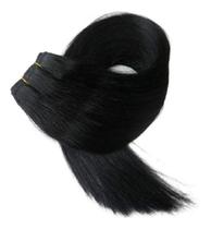 Aplique Tic Tac Cabelo Humano Liso Preto 60cm 100grs 3telas