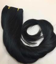 Aplique Tic Tac Cabelo Humano Liso Preto 60cm 300grs 3telas