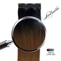 Aplique Tic Tac Cabelo Liso Fibra Orgânica Premium Modelo Ludmila 70cm 150g Linha Classic Marca Estylo Mulher