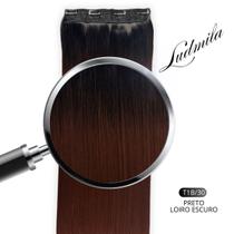 Aplique Tic Tac Cabelo Liso Fibra Orgânica Premium Modelo Ludmila 70cm 150g Linha Classic Marca Estylo Mulher