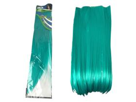 Aplique tic tac cor verde água cabelo orgânico liso 60cm