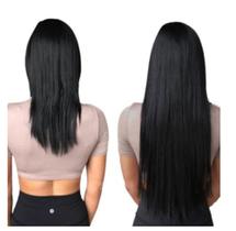 Aplique Tic-Tac Identico ao Cabelo Humano 70 cm Preto Liso - F.Y Aplique Tic-Tac Identico ao Cabelo Humano 70 cm Preto Liso - F.Y