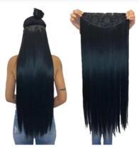 Aplique Tic-Tac Identico ao Cabelo Humano 70 cm Preto Liso - Weng