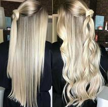 Aplique Tic Tac Orgânico Longo Idêntico Ao Humano, Loiro, Extensões de Cabelo, Mega Aplicação, Alongamento (LOIRO)