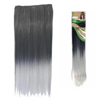 Aplique Tic Tac Preto C/ Ombre Hair Platinado Orgânico 60cm