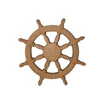 Aplique Timão Barco 7cm Kit 6un Mdf Madeira