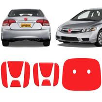 Aplique Vermelho Emblema Para New Civic Traseiro E Frontal 2006 á 2011 Aplique Vermelho Emblema Para New Civic Traseiro E Frontal 2006 á 2011