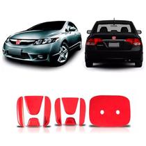 Aplique Vermelho Resinado Para New Civic Traseiro E Frontal 2006 á 2011 Aplique Vermelho Resinado Para New Civic Traseiro E Frontal 2006 á 2011