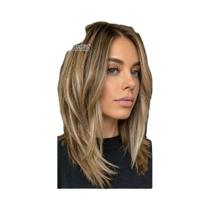 Apliques De Cabelo Humano Castanho Para Mulheres, 100% Naturais, Com Clipe, Em Preto E Loiro