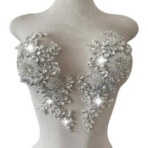 Apliques de renda com strass XZG.beatal 28 x 11 cm Apliques de renda com strass XZG.beatal 28 x 11 cm