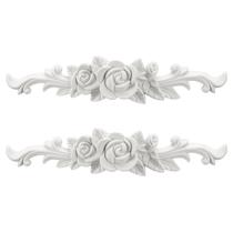 Apliques decorativos Roowest em PVC com rosas entalhadas 4 x 21 cm