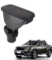 Apoio Braço Renault Duster Tecido Grafite Costura Vermelha Apoio Braço Renault Duster Tecido Grafite Costura Vermelha