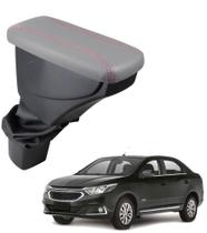 Apoio De Braço Chevrolet Cobalt Couro Cinza Costura Vermelha