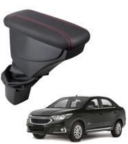Apoio De Braço Chevrolet Cobalt Couro Grafite Cost. Vermelha