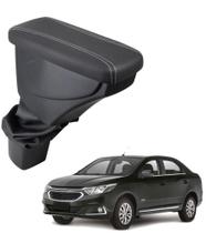 Apoio De Braço Chevrolet Cobalt Couro Grafite Costura Branca