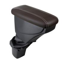 Apoio De Braço Chevrolet Cobalt Couro Marrom Costura Branca