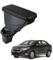 Apoio De Braço Chevrolet Cobalt Couro Preto Costura Preta
