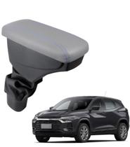 Apoio De Braço Chevrolet Tracker Couro Cinza Costura Azul
