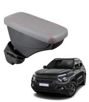 Apoio De Braço Citroen Aircross Couro Cinza Costura Vermelha