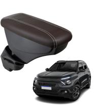 Apoio De Braço Citroen C3 Couro Marrom Costura Branca
