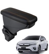 Apoio De Braço City Couro Preto Cost. Laranja Apoio De Braço City Couro Preto Cost. Laranja