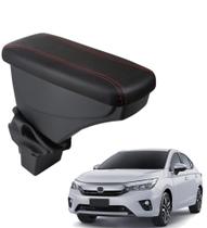 Apoio De Braço City Couro Preto Cost. Vermelha Apoio De Braço City Couro Preto Cost. Vermelha