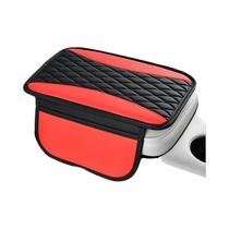Apoio De Braço Elegante Em Couro PU Com Design De Losango E Bolsos Duplos Para Console Central