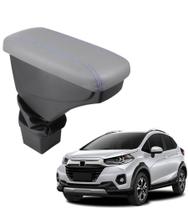 Apoio De Braço Honda Wr-v Couro Cinza Costura Azul