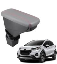 Apoio De Braço Honda Wr-v Couro Cinza Costura Vermelha