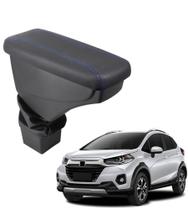 Apoio De Braço Honda Wr-v Couro Grafite Costura Azul