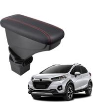 Apoio De Braço Honda Wr-v Couro Grafite Costura Vermelha Apoio De Braço Honda Wr-v Couro Grafite Costura Vermelha