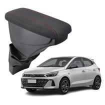 Apoio De Braço Hyundai Hb20 Tecido Grafite Costura Vermelha