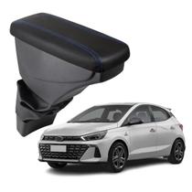Apoio De Braço Hyundai Hb20s Couro Preto Costura Azul Apoio De Braço Hyundai Hb20s Couro Preto Costura Azul