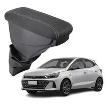 Apoio De Braço Hyundai Hb20x Tecido Grafite Costura Branca