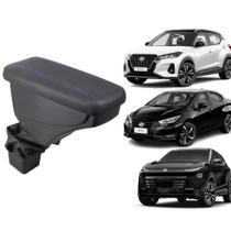 Apoio De Braço Nissan Kicks Couro Grafite Costura Azul Apoio De Braço Nissan Kicks Couro Grafite Costura Azul