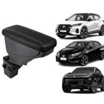 Apoio De Braço Nissan Kicks Couro Preto Costura Cinza Apoio De Braço Nissan Kicks Couro Preto Costura Cinza