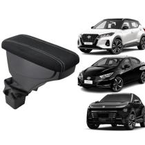 Apoio De Braço Nissan Kicks Tecido Preto Costura Branca Apoio De Braço Nissan Kicks Tecido Preto Costura Branca