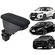 Apoio De Braço Nissan Kicks Tecido Preto Costura Cinza Apoio De Braço Nissan Kicks Tecido Preto Costura Cinza