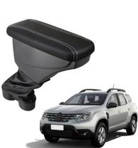 Apoio De Braço Renault Duster Couro Preto Costura Branca