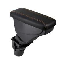 Apoio De Braço Renault Duster Couro Preto Costura Laranja