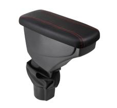 Apoio De Braço Renault Duster Couro Preto Costura Vermelha