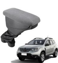 Apoio De Braço Renault Duster Tecido Cinza Costura Branca